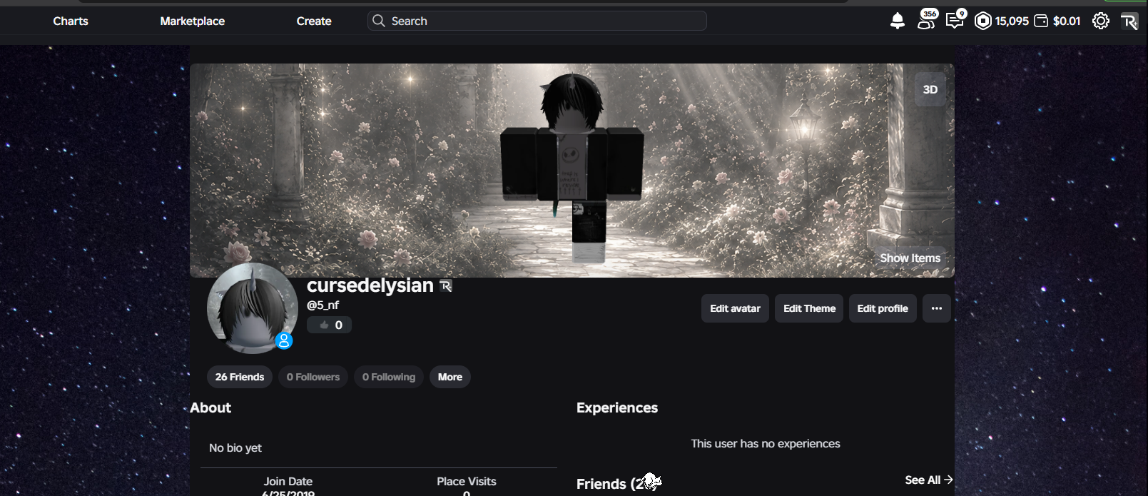 حساب شبه ثلاثي مشحون فيه فوق 100k روب ومليان اغراض