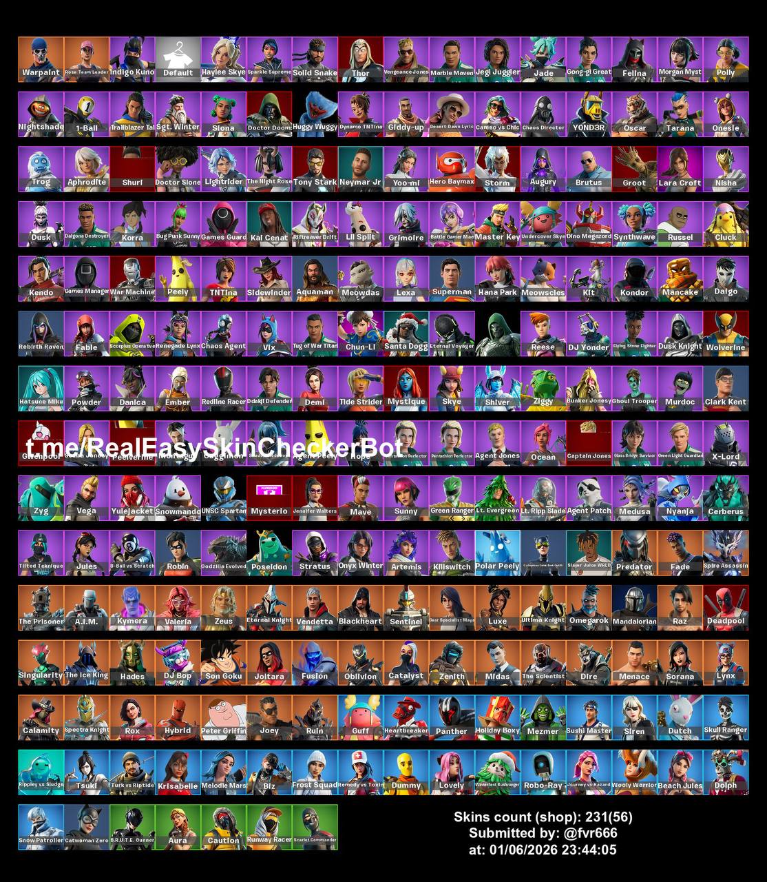 حساب فورت نايت نادر 250+ اسكن